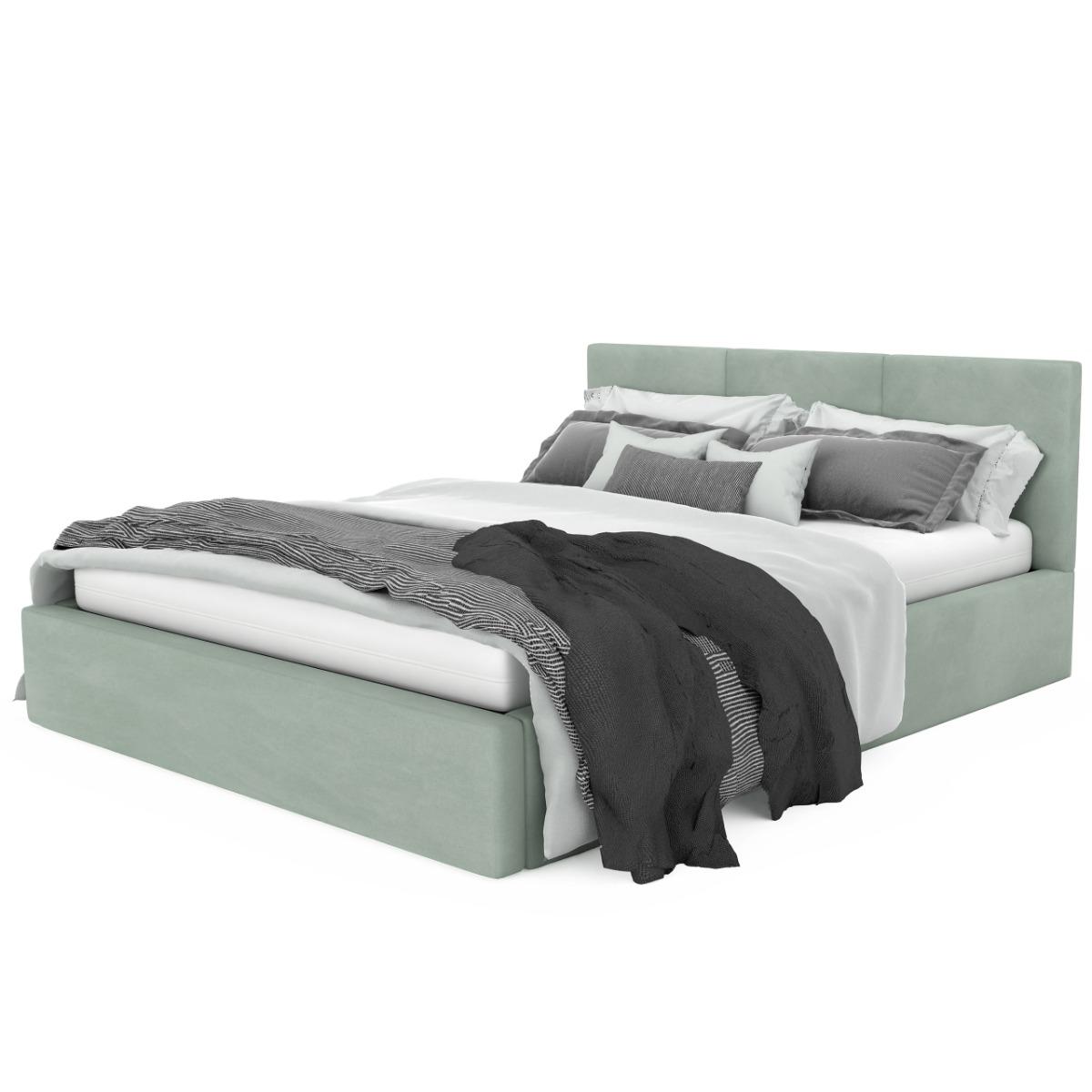 Łóżko tapicerowane  140x200x88 cm do sypialni podwójne otwierany schowek na pościel basic miętowe nr. 10