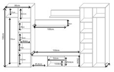 Meblościanka z szafą APOLLO 310x190x50 cm zestaw mebli do salonu szafka RTV półki wiszące Wenge - Miniaturka zdjęcia nr 4