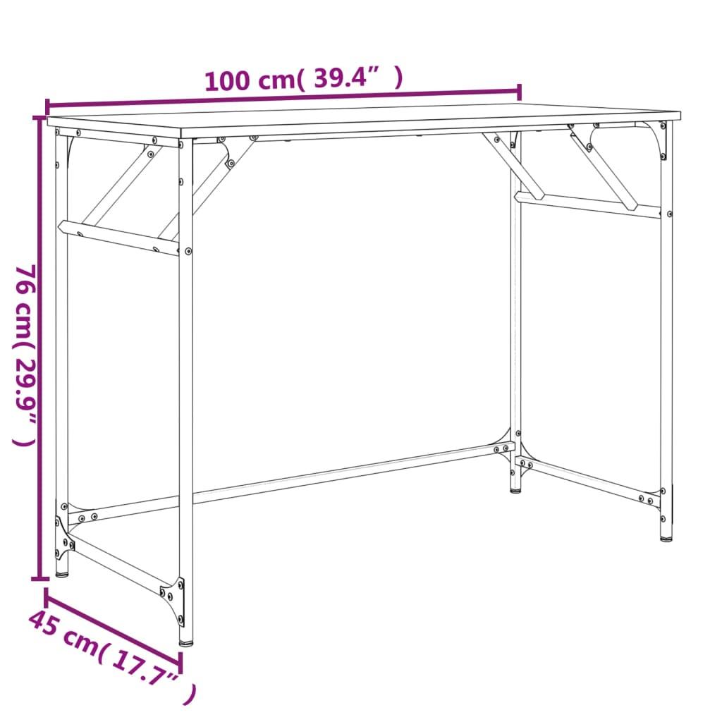 Biurko 100x45x76 cm na stalowych nogach brązowy dąb do biura lub gabinetu nr. 10