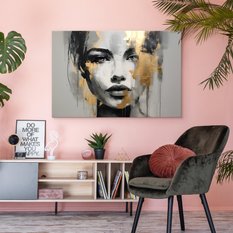 Obraz Do Salonu Abstrakcja ZŁOTY Portret Kobiety Styl Glamour Loft 120x80cm - Miniaturka zdjęcia nr 3