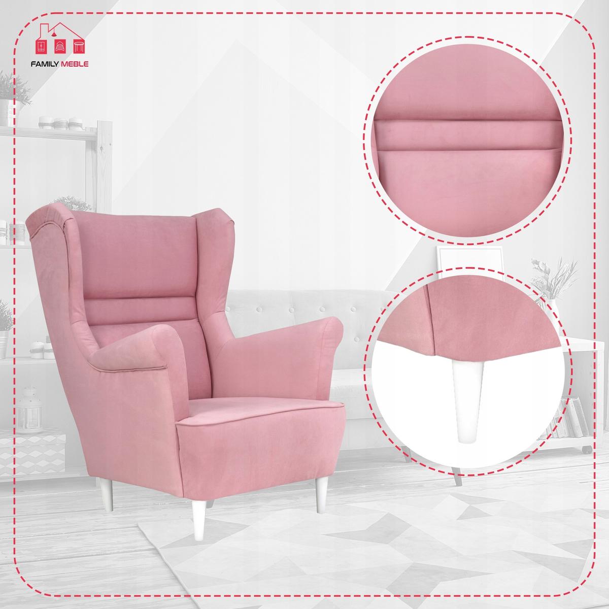 Zestaw wypoczynkowy ZOJA sofa + 2 fotele pudrowy róż do salonu  nr. 4