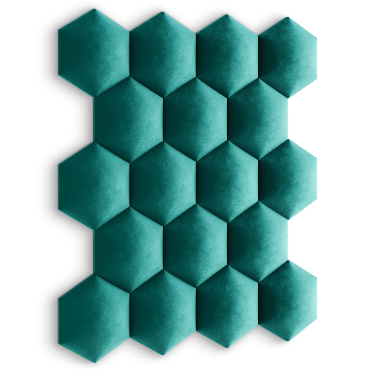 Panele tapicerowane 26x30  hexagon magic velvet turkusowy nr. 6