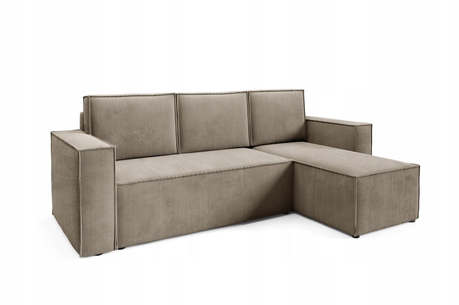 Narożnik CORDA 248x150x93 cm z funkcją spania automatem i pojemnikiem sztruks różowy do salonu nr. 6