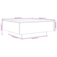 Stolik kawowy 80x80x31 cm brązowy dąb elegancki do salonu - Miniaturka zdjęcia nr 10