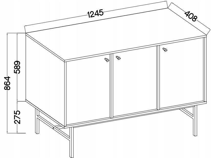 Komoda 125 cm AVILA beżowa pojemna drzwi stelaż metalowe nóżki I uchwyty do salonu nr. 3