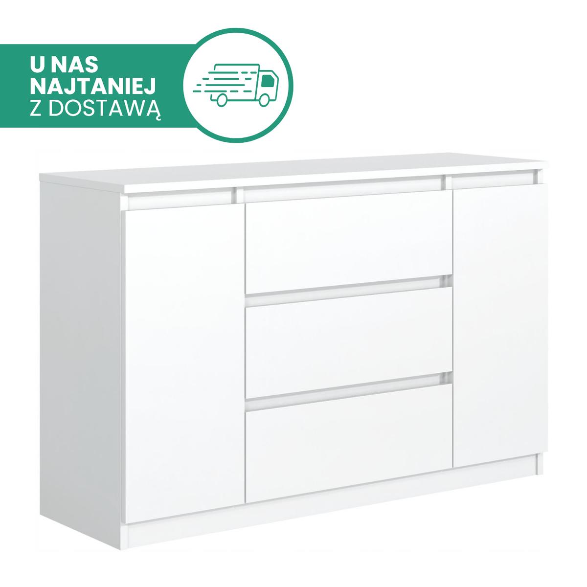 Komoda MARTUSIA 78x120x39 cm cm z 2 drzwiami i 3 szufladami biała do salonu i sypialni z transportem najtaniej nr. 2