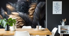 Fototapeta Czarno-Złote PIÓRA Abstrakcja Efekt 3D Styl Glamour  - Miniaturka zdjęcia nr 6