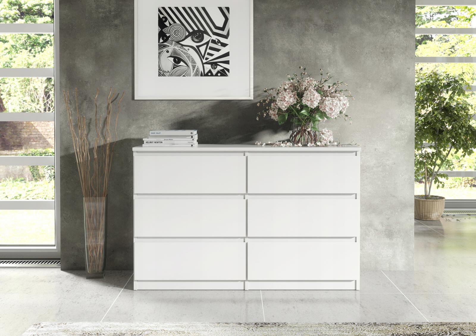 Komoda MARTUSIA 79x140x39 cm z 6 szufladami biała mat do salonu nr. 4