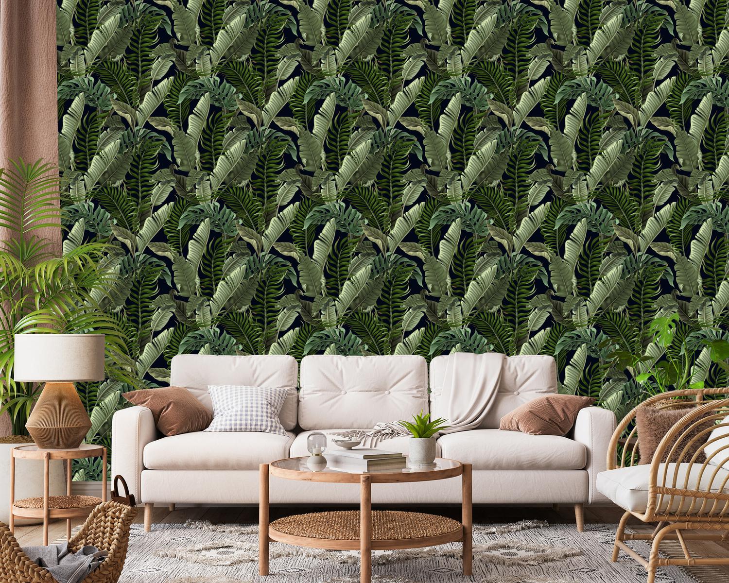 Tapeta Ścienna Do Salonu LIŚCIE Tropikalne Bananowiec Monstera Rośliny nr. 12