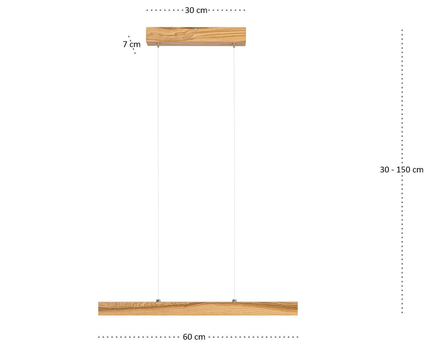 Lampa wisząca 60 x 7 x 150 cm LED z drewna jesionowego wymienny LED rustykalna 4000K do salonu nr. 7