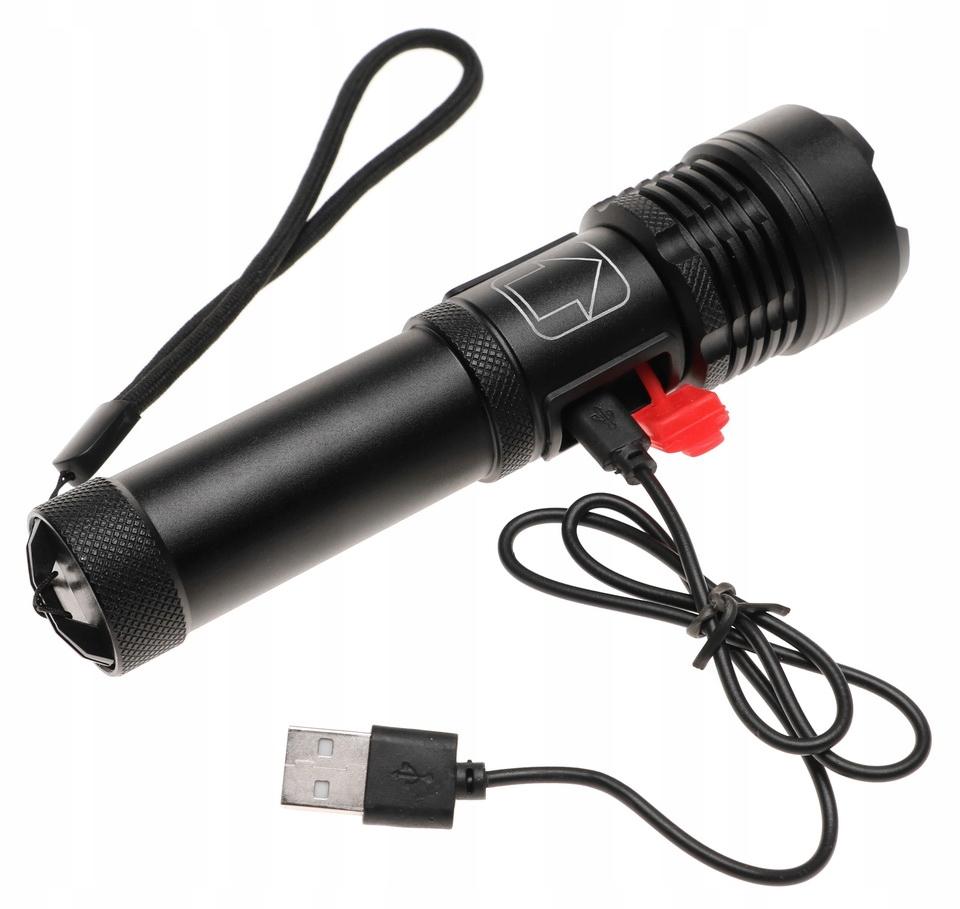 Latarka P90 LED mocna taktyczna mocna USB zoom nr. 5