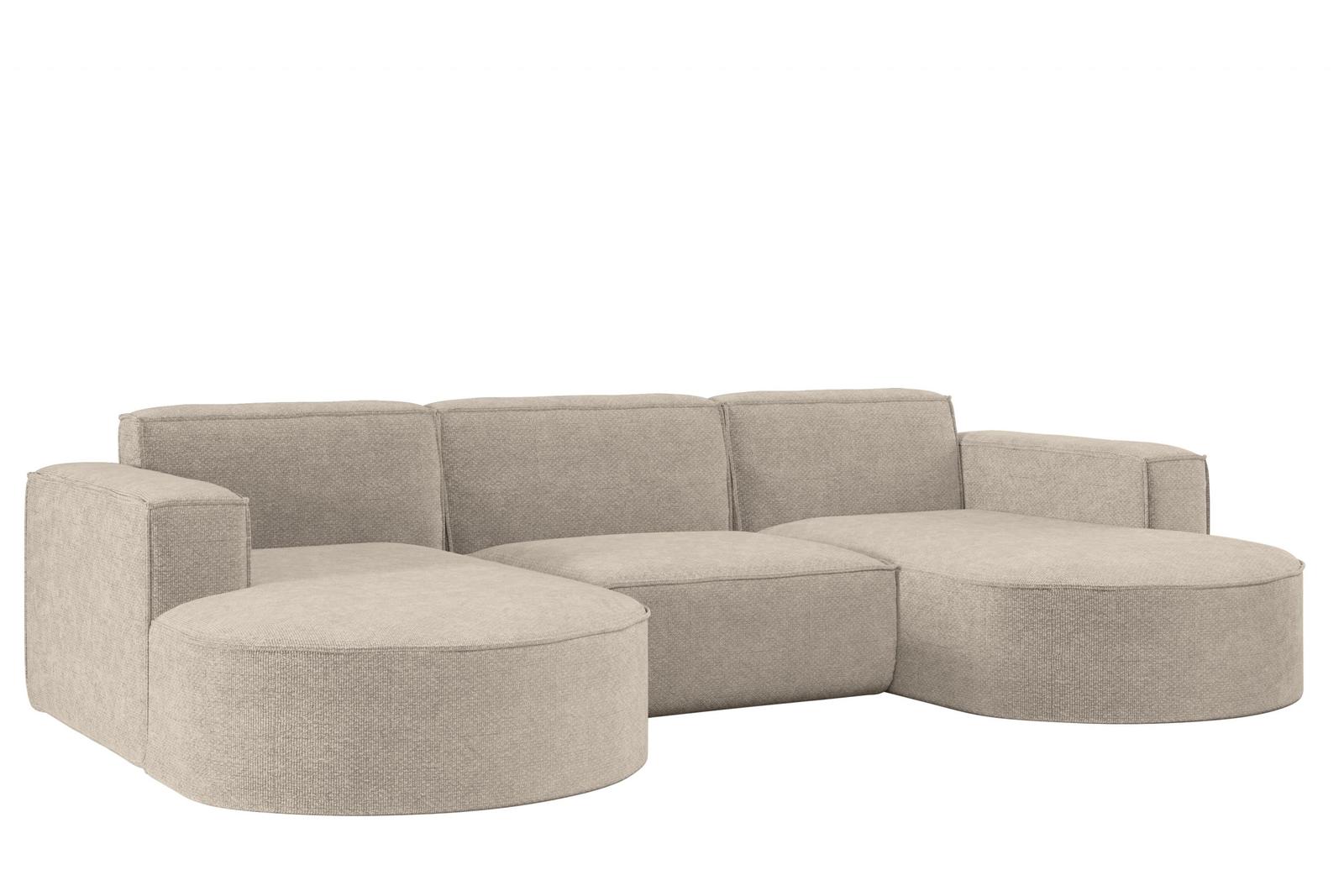 Sofa MODENA STUDIO 299x165x78 cm w kształcie U bez funkcji spania do salonu NORDIC ciemnobeżowa