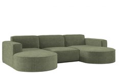 Sofa MODENA STUDIO 299x165x78 cm w kształcie U bez funkcji spania do salonu NORDIC oliwkowa