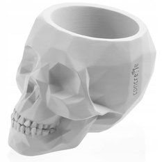 Doniczka betonowa Skull Low-Poly 7,6 cm | Biały Mat czaszka dekoracyjna 