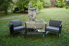 Zestaw mebli ogrodowych Mostrare 73x63x63 cm 2 fotele + stolik balkonowy aluminium na taras do ogrodu szary
