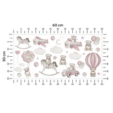 Naklejki Na Ścianę Misie Różowe Balony 60x30  Koń Na Biegunach Chmury Zestaw  - Miniaturka zdjęcia nr 5