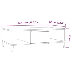 Stolik kawowy 103,5x60x35 cm z praktyczną zamykaną szafką i półką przydymiony dąb do salonu - Miniaturka zdjęcia nr 9