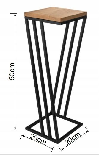 Kwietnik 50x20 cm do salonu sypialni stojak metal deska dąb prawdziwe drewno i stal nr. 4