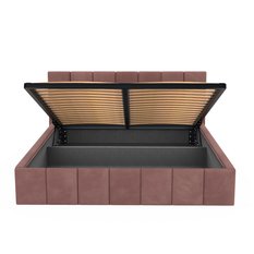 Łóżko tapicerowane 140x200 premium z pojemnikiem do sypialni brudny róż wezgłowie 107 cm - Miniaturka zdjęcia nr 12