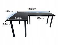 Biurko gamingowe model 2 Low 202x136x66 cm czarne narożne czarne solidne do pokoju gracza - Miniaturka zdjęcia nr 3