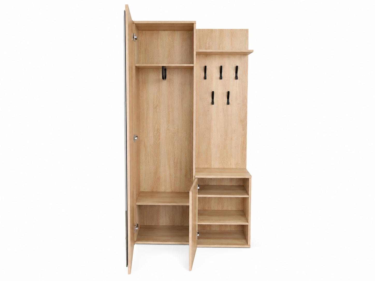 Garderoba do przedpokoju DUO 180x95x35 cm z lustrem wieszakami szafka na buty dąb sonoma lewa nr. 6