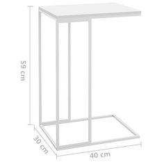 Stolik kawowy 40x30x59 cm boczny na metalowej ramie biały do salonu - Miniaturka zdjęcia nr 7