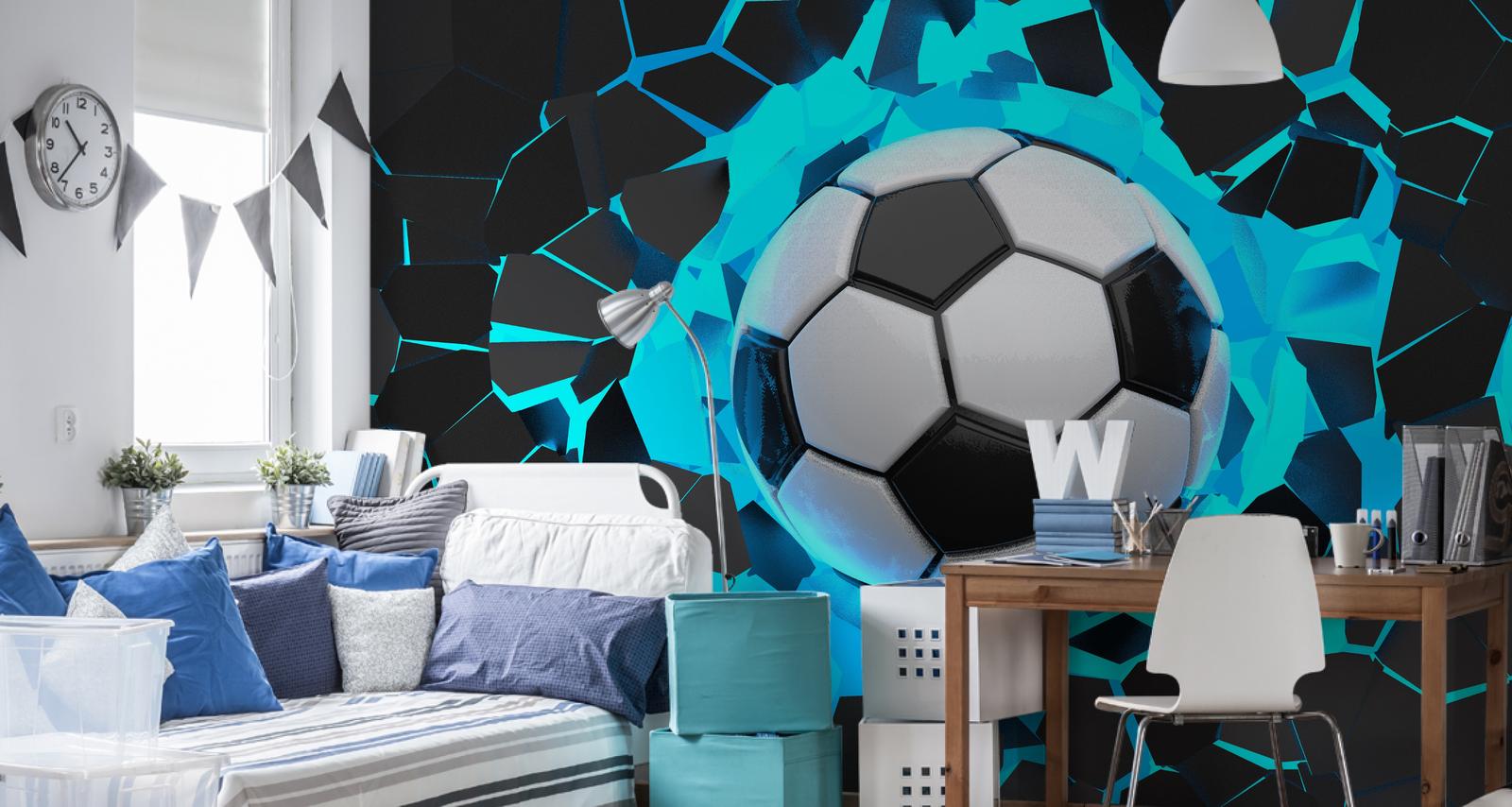 Fototapeta 3D Sport PIŁKA Nożna W Ścianie Dekoracja do Pokoju Chłopca  nr. 3