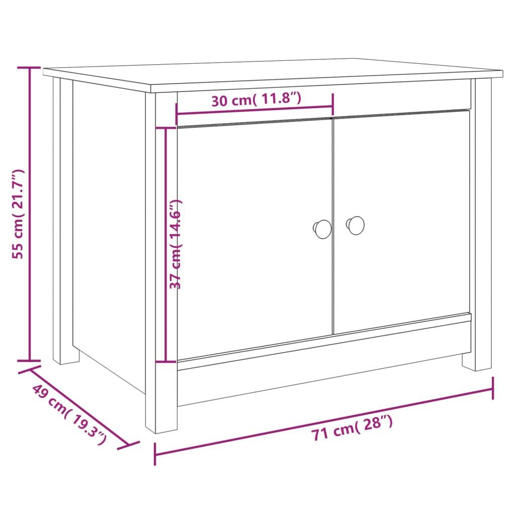 Stolik kawowy 71x49x55 cm z półkami i drzwiczkami lite drewno sosnowe do salonu nr. 11