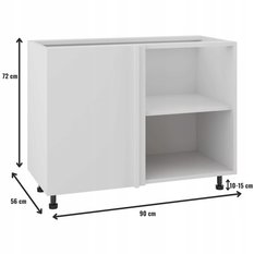 Korpus szafka kuchenna dolna 105x82x56 cm narożna z akcesoriami biały do kuchni - Miniaturka zdjęcia nr 4