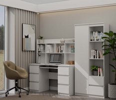 Nadstawka do biurka 70x128x18 cm regał na książki dokumenty biała - Miniaturka zdjęcia nr 9