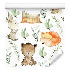 Tapeta dla dzieci zwierzęta leśne AKWARELA bajka  - Miniaturka zdjęcia nr 4