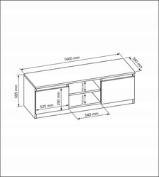 Szafka RTV 160 cm dąb sonoma stolik pod TV - Miniaturka zdjęcia nr 2