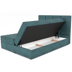 Łóżko kontynentalne 180x200x113 cm tapicerowane podwójne z materacem turkusowe - Miniaturka zdjęcia nr 11