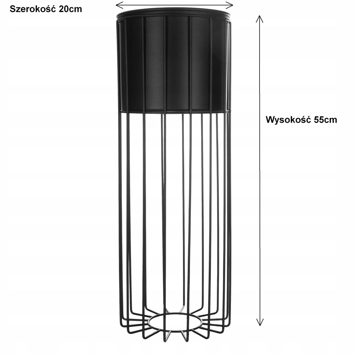 Kwietnik 55x20 cm do salonu sypialni stojący metal czarny matowy stojak loft druciany nr. 5