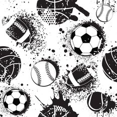 Tapeta Dziecięca Czarno-biała PIŁKI Sport Grunge  - Miniaturka zdjęcia nr 7