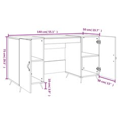 Biurko 140x50x75cm z szafkami i przegrodami białe z połyskiem do pokoju lub biura - Miniaturka zdjęcia nr 12