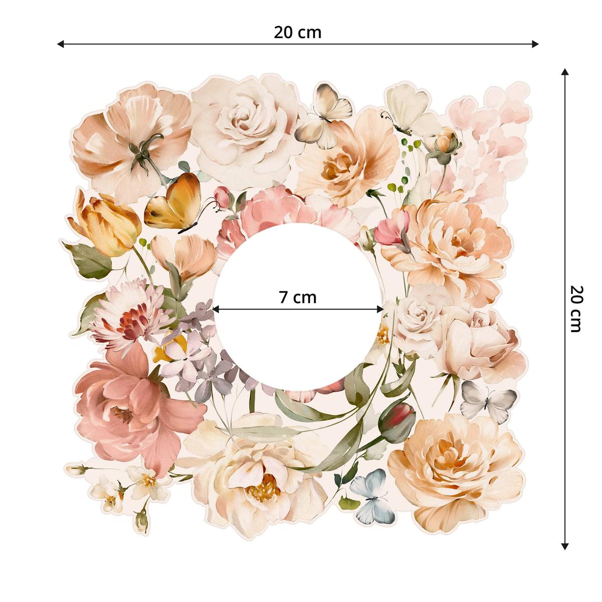 Naklejka Pod Kontakt Włącznik Kwiaty Róże Piwonie 20x20 Motyle Boho Dla Dzieci nr. 2
