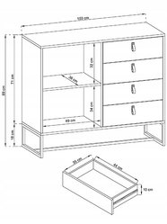 Komoda DK103 103x89x39 cm dark dąb ribbeck / czarny kamień do salonu  - Miniaturka zdjęcia nr 2