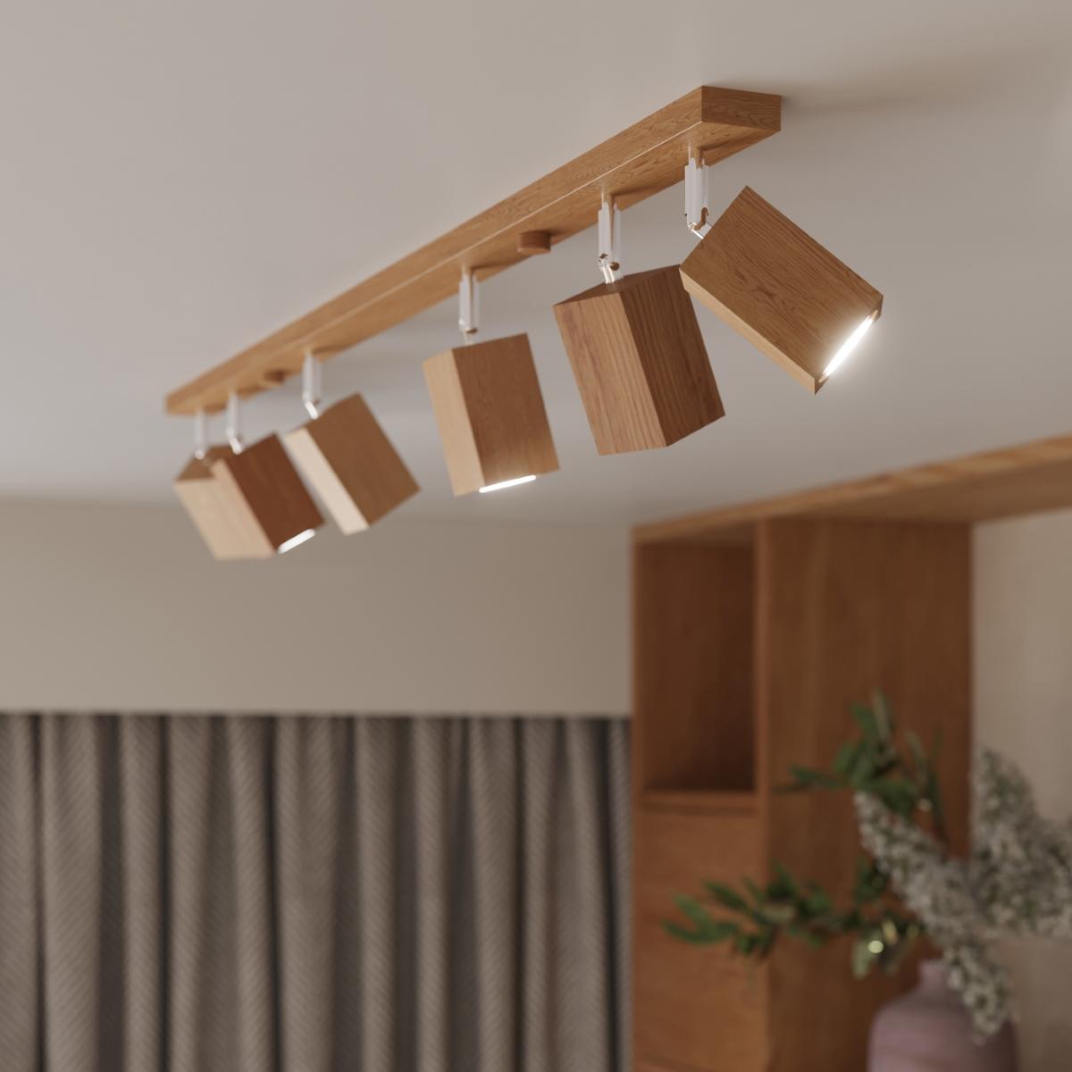 Plafon KEKE 3 dąb 20x5x45cm nowoczesna lampa GU10 do salonu  nr. 8