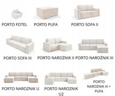 Narożnik U PORTO 320x145x93 cm sztruks kremowy do salonu - Miniaturka zdjęcia nr 13