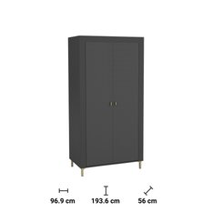 Szafa 96,9x56x193,6 cm  Mossa  dwudrzwiowa czarny do sypialni i pokoju - Miniaturka zdjęcia nr 4
