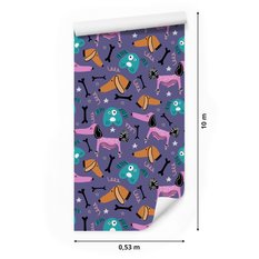 Tapeta Dziecięca KOLOROWE Pieski Gwiazdki Wzorki  - Miniaturka zdjęcia nr 2