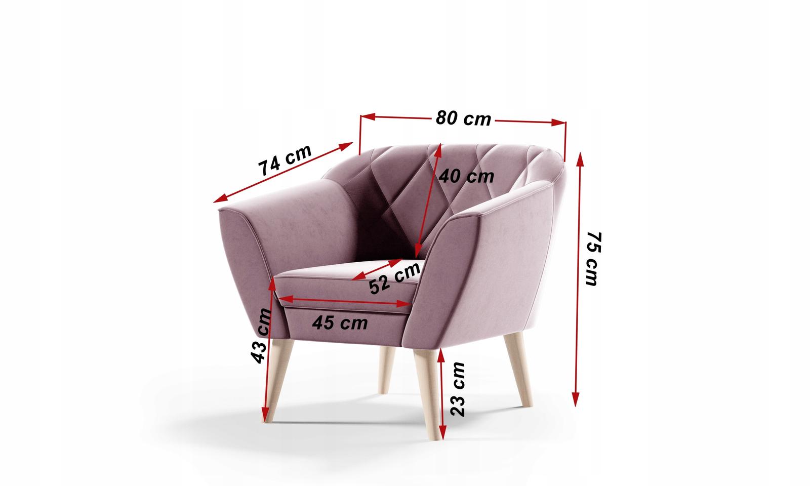 Fotel GLORIA 80x74x75 cm w stylu skandynawskim jasnobrązowy do salonu nr. 6