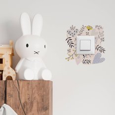 Naklejka Pod Kontakt Do Pokoju Dziecięcego 20x20 Kwiaty Serduszka Liście Boho - Miniaturka zdjęcia nr 4
