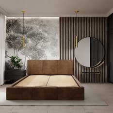 Łóżko tapicerowane do sypialni 180x200x120 cm podwójne z pojemnikiem modne brązowe - Miniaturka zdjęcia nr 9
