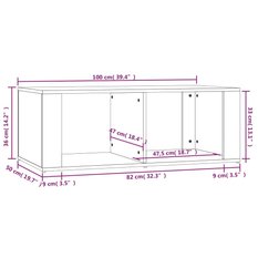 Stolik kawowy 100x50x36 cm z przestronnymi półkami szarość betonu do salonu - Miniaturka zdjęcia nr 8