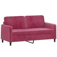 Sofa 158x77x80 cm 2-osobowa wygodna tapicerowana aksamitem czerwona do salonu - Miniaturka zdjęcia nr 1