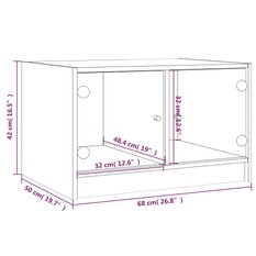 Stolik kawowy 68x50x42 cm z półkami i szklanymi drzwiczkami przydymiony dąb do salonu - Miniaturka zdjęcia nr 11