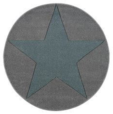 Dywan dziecięcy okrągły Big Star Round Grey/Mint 133 cm do pokoju dziecięcego szary z gwiazdą - Miniaturka zdjęcia nr 2