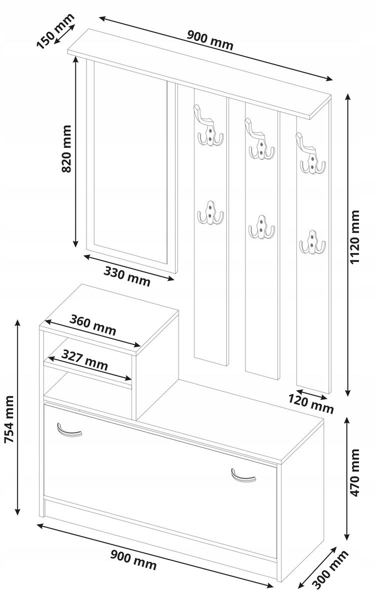 Garderoba V-1 90x75x30 cm do z lustrem i szafką do przedpokoju sonoma nr. 5
